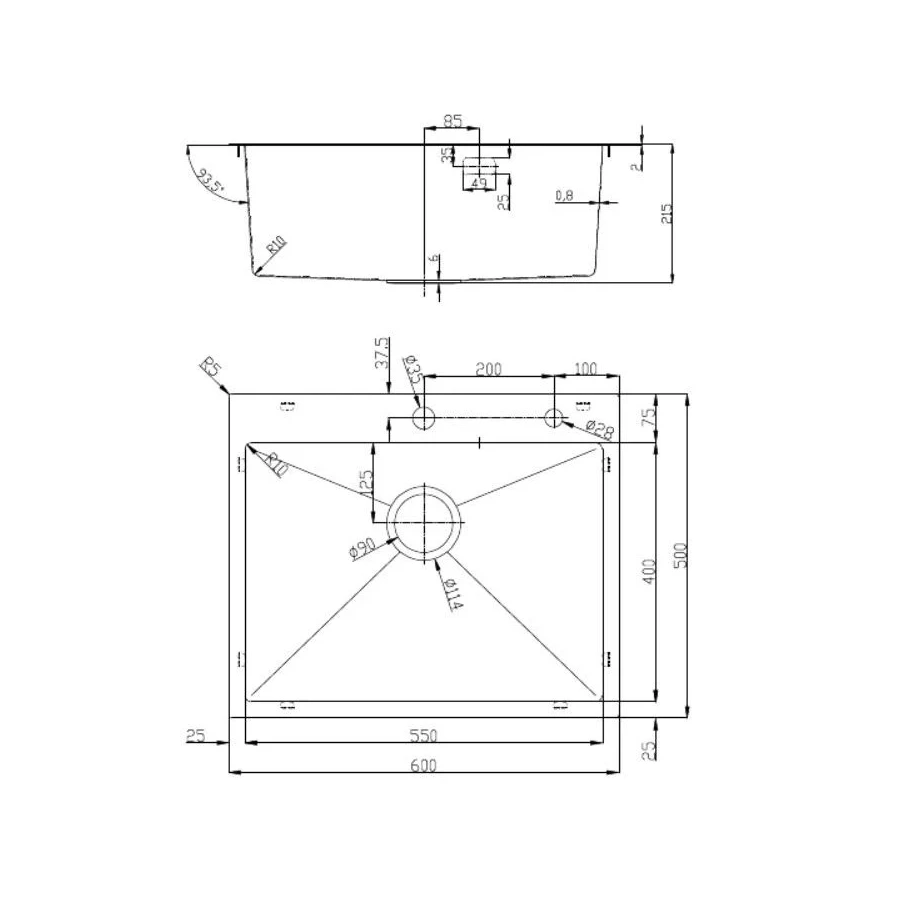 Кухонная мойка D&K нержавеющая сталь сатин DKS605004