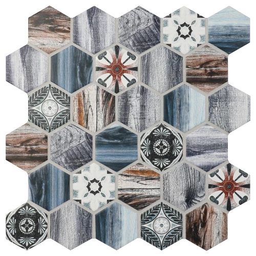 Мозаика Bonaparte Керамогранитная мозаика Mumbai 59х51 матовая многоцветная 28,1х27,1 см