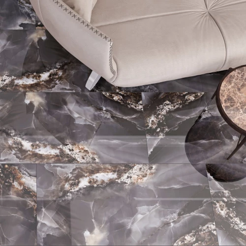 Керамогранит Neodom Luxury Royal Onyx Polished глянцевый черный N40018 120x60 см