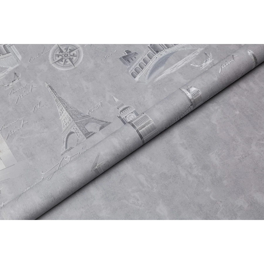 Обои флизелиновые Palitra Life Travel Wall серые PL72407-44 1,06х10,05 м