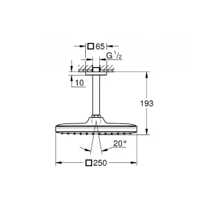 Верхний душ Grohe Tempesta Cube 250 квадратный низ хром верх белый Душевой кронштейн потолочный хром 26688000 142 мм