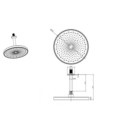 Верхний душ потолочный Aquatek матовый черный AQ2070MB 260 мм