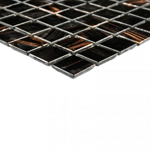 Мозаика Bonaparte Стеклянная мозаика Arabika 20х20 с авантюрином глянцевая коричневая 32,7х32,7 см