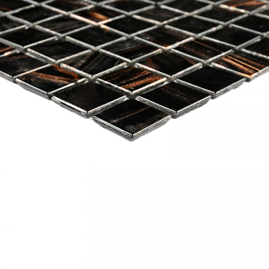 Мозаика Bonaparte Стеклянная мозаика Arabika 20х20 с авантюрином глянцевая коричневая 32,7х32,7 см