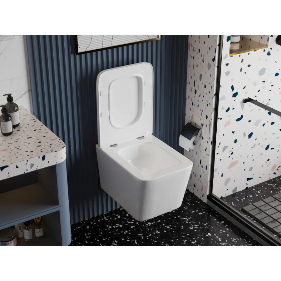 Унитаз Abber Rechteck подвесной белый безободковый смыв торнадо AC1201T