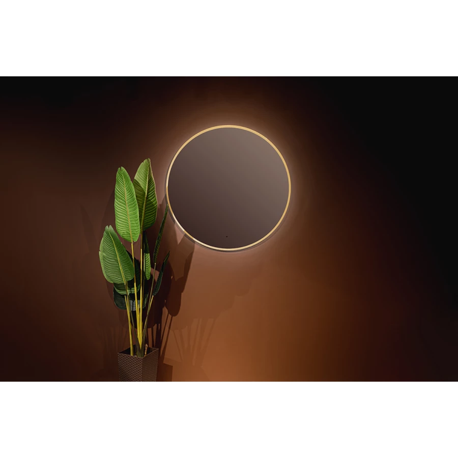 Зеркало Azario Monaco-gold бесконтактный сенсор золотая рамка LED-00002767 d100 см