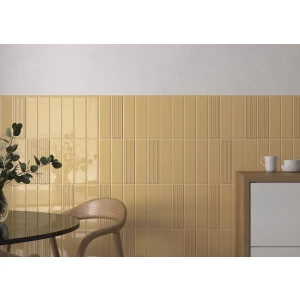 Плитка настенная Equipe Лумина Ривиа Раттан Глосс / Lumina Rivia Rattan Gloss глянцевая желтая 32414 24,6х6 см
