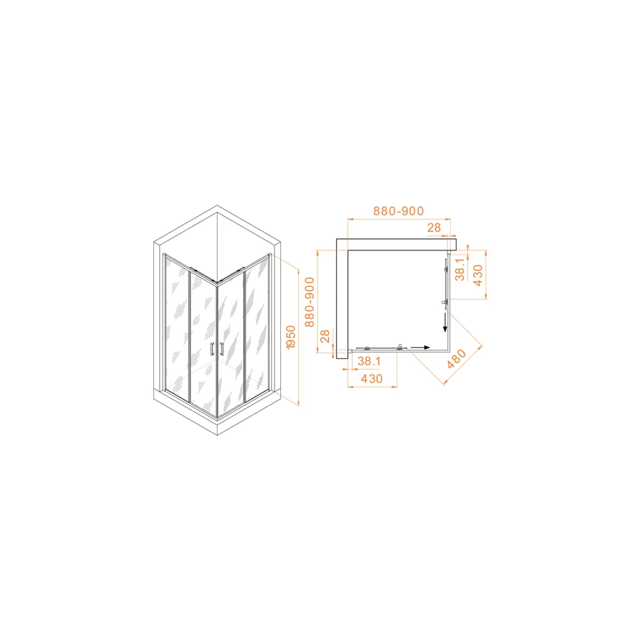 Душевой уголок RGW PA-39B 03083999-14 900x900 мм