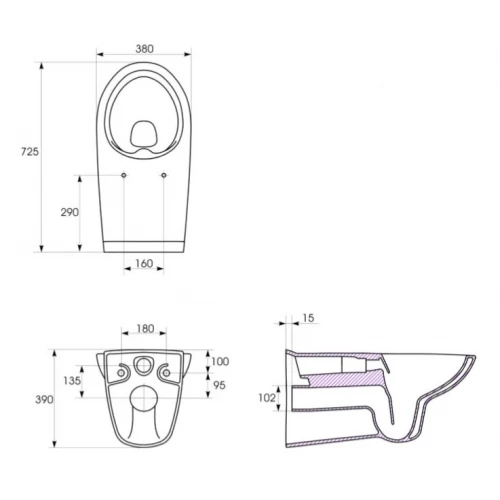 Подвесной унитаз Cersanit Etiuda Clean On без сиденья MZ-ETIUDA-COn