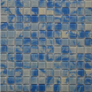 Мозаика Tonomosaic CD446 глянцевая из стекла, бело-голубая 30*30 см