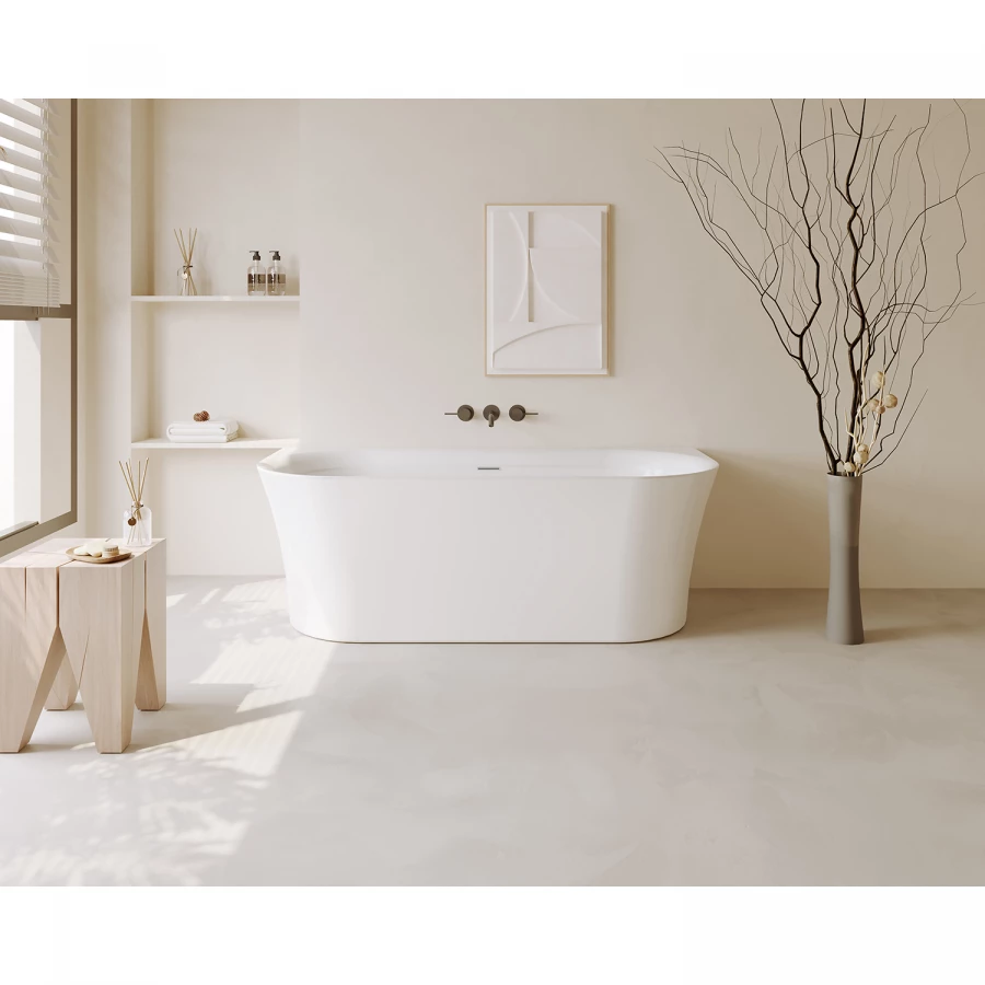 Ванна акриловая Azario Engels пристенная в комплекте с сифоном и металлической рамой ENG17075 170x75x58 см