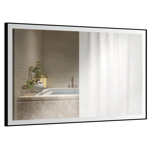 Зеркало Azario Fantasy сенсорный выключатель с функцией диммера в алюминиевом корпусе черного цвета AZ-Z-059CS 100х70 см