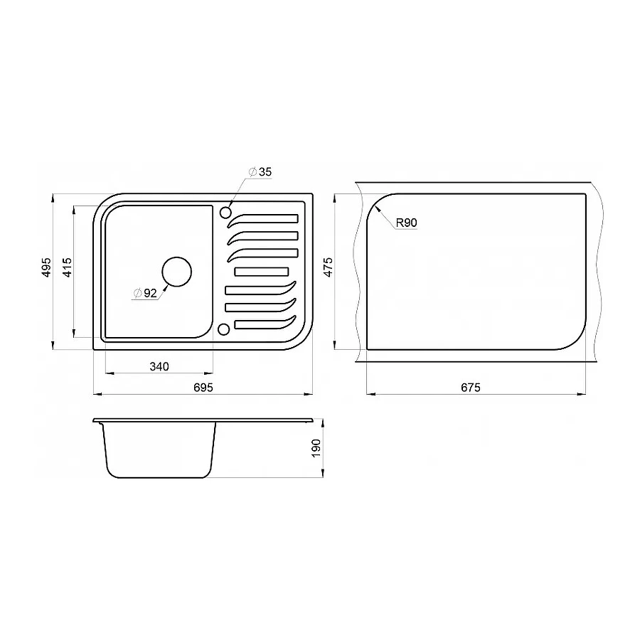 Кухонная мойка Granula 7001 графит