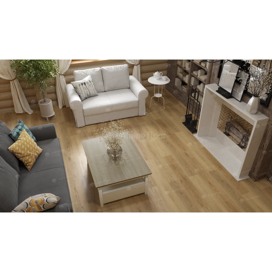 Каменный SPC ламинат Alpine Floor Grand Sequoia синхронное тиснение Сьерра ECO 11-31 43 класс 4 мм 2.232 кв.м 122х18.3 см