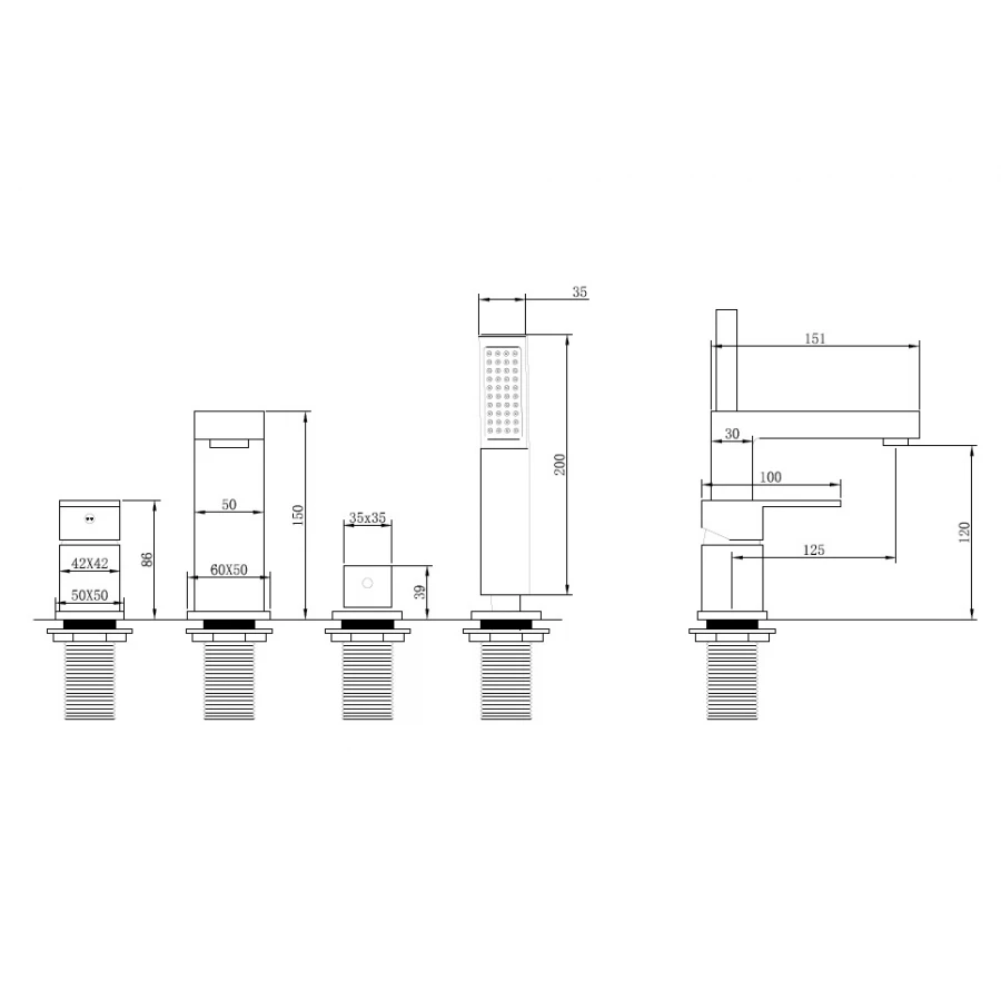 Смеситель Abber Daheim AF8213G на борт ванны, золото матовое