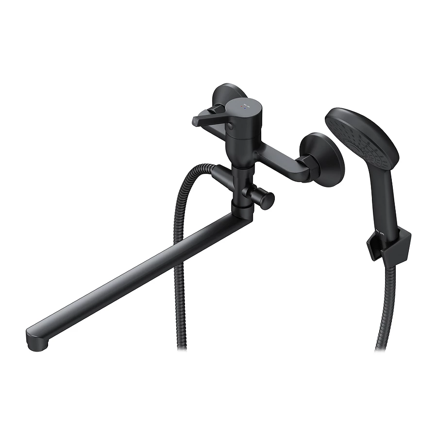 Смеситель для ванны и душа Am Pm X-Joy S с длинным изливом и душевым набором F85B90122