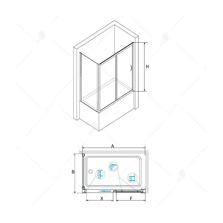 Шторка на ванну RGW SC-92 SC-62+Z-052 Матовое-Сатинат 011192575-21 150х75 см