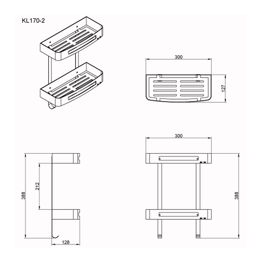 Полка Azario прямоугольная двухэтажная AZ-170-2