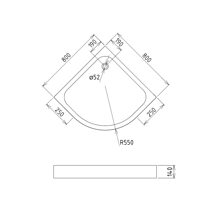 Душевой поддон Gemy (ST06T) 80x80x14 см