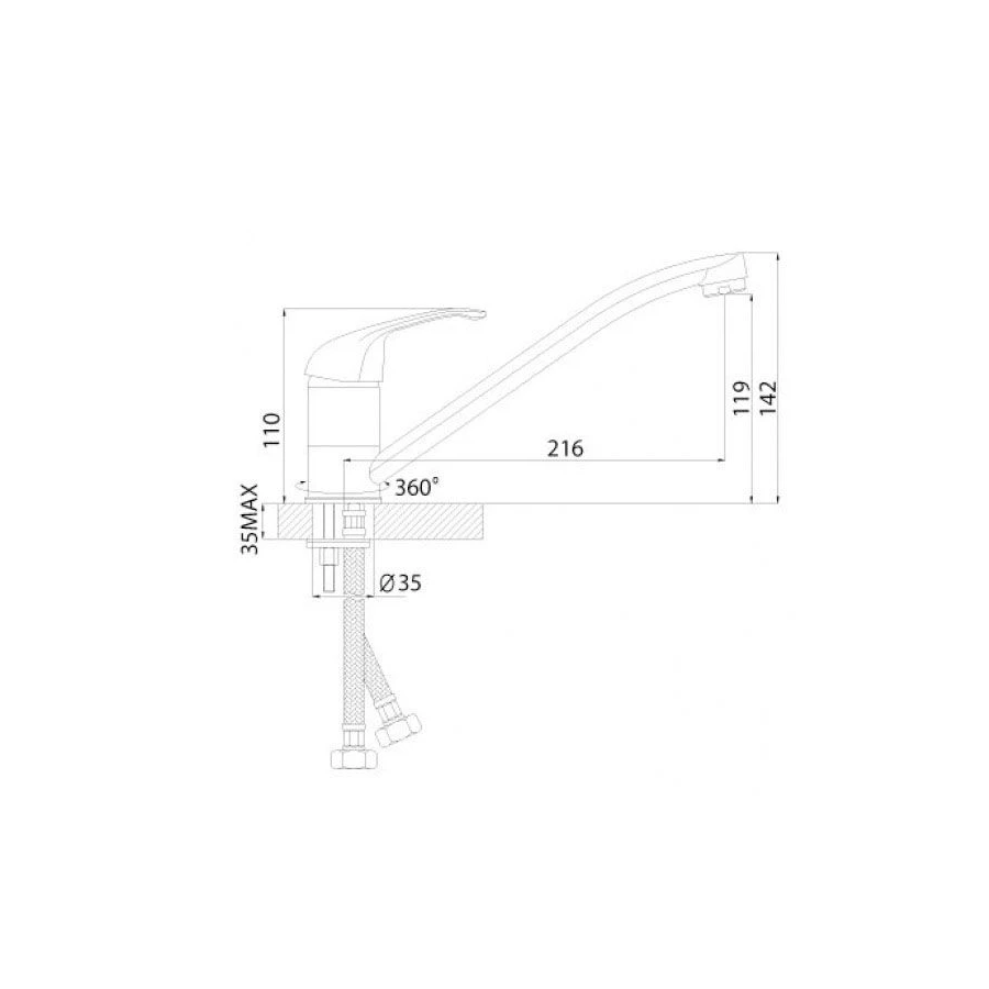 Смеситель для раковины Rossinka A A35-21U хром