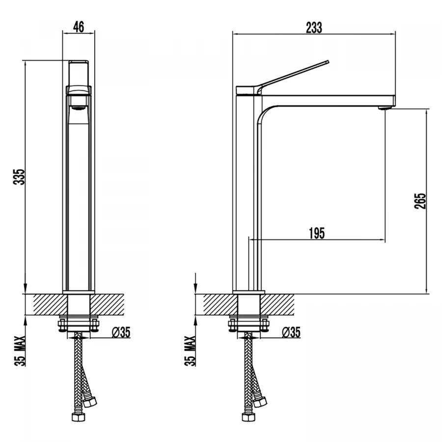 Смеситель для раковины-чаши Azario Vise высокий керамический картридж черный AZ-VQQ168R30PA