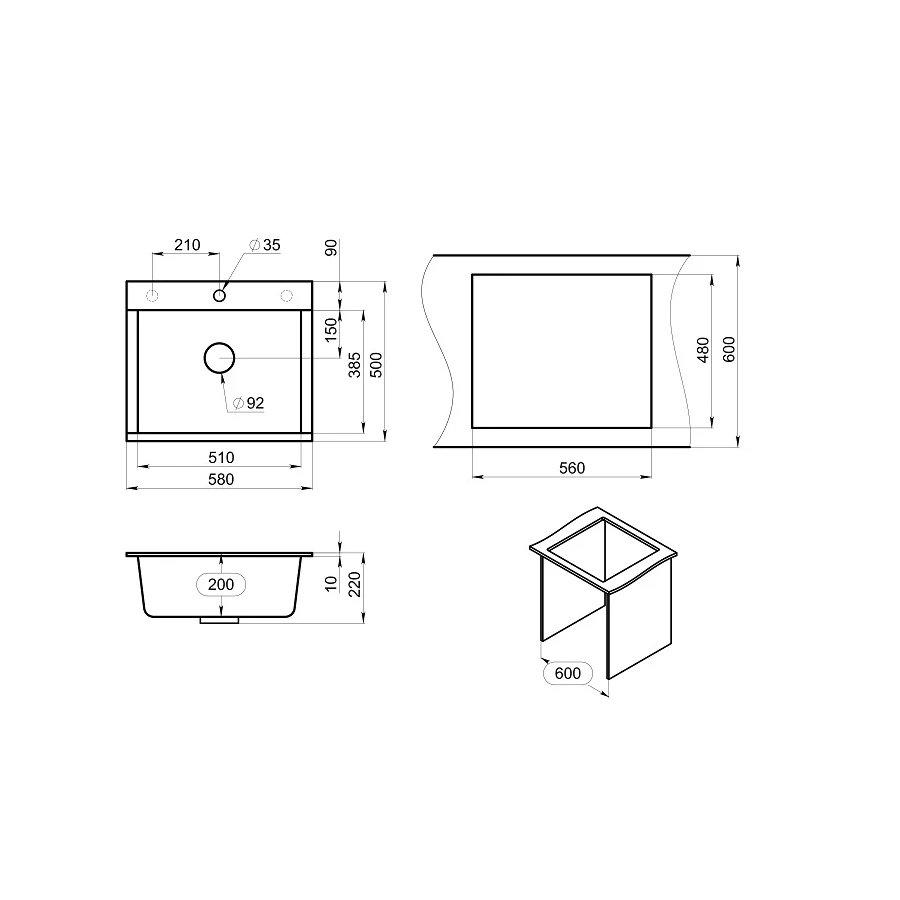 Кухонная мойка Granula Estetica 5804, бальзат