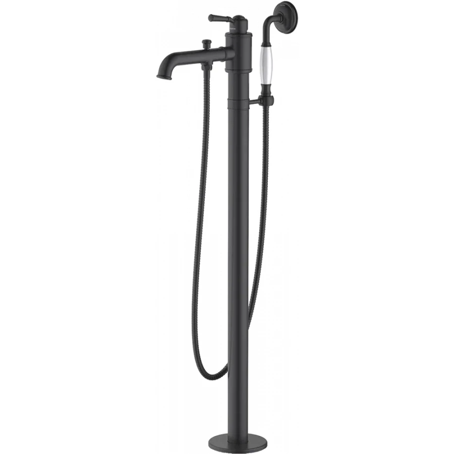 Смеситель Aquatek Классик для ванны напольный внешняя и скрытая часть матовый черный AQ1545MB