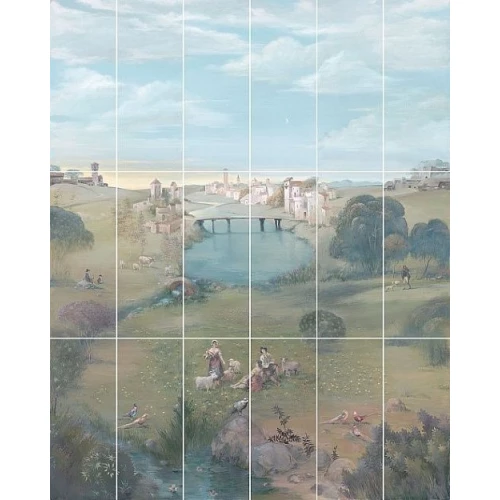 Панно Резиденция Пейзаж зеленый (компл. из 18-ти шт.) 120х150 см