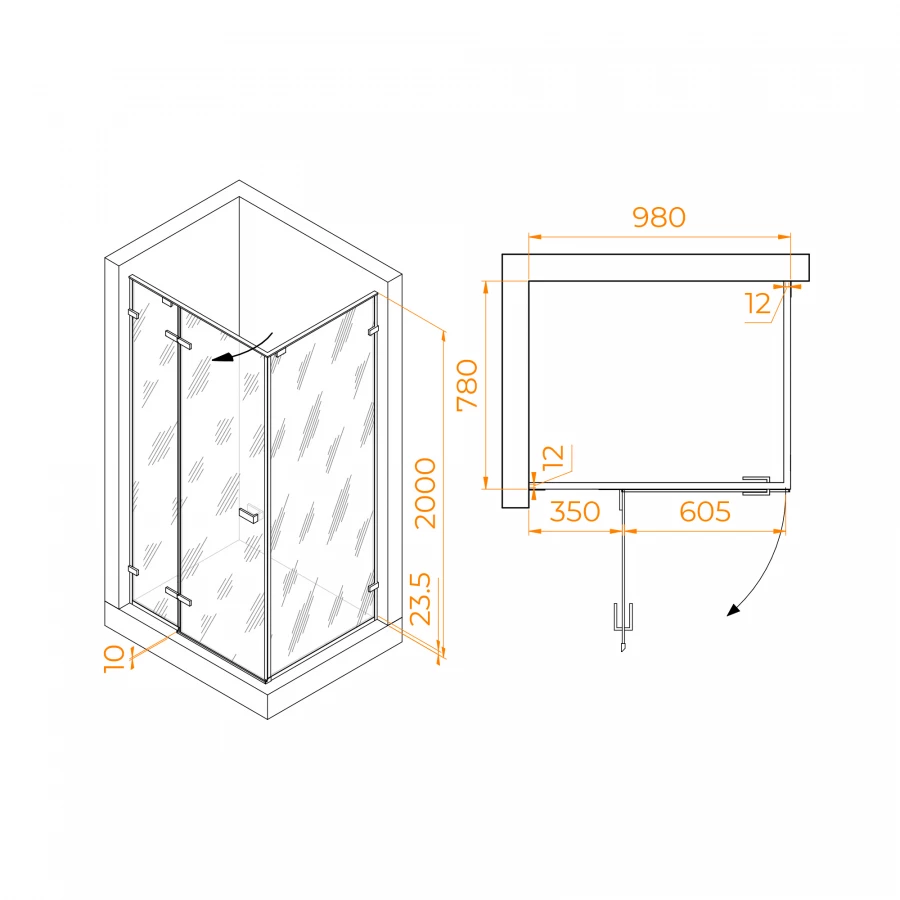 Душевой уголок RGW SV-040 Матовое-Сатинат 353204008-21 100х80 см