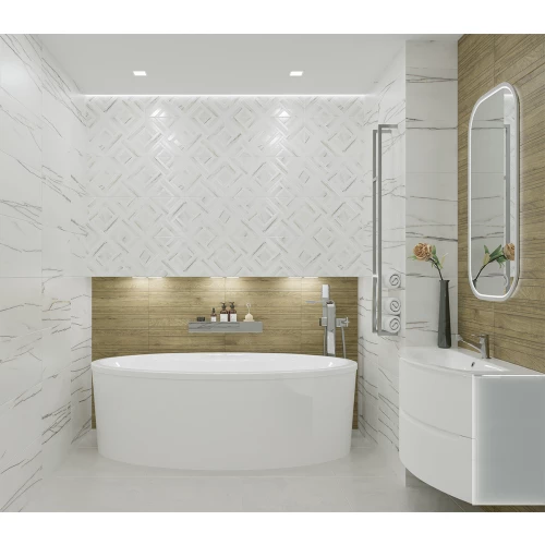 Плитка настенная Azori Rosso Venato Geometria белая 00-00003223 63х31,5 см