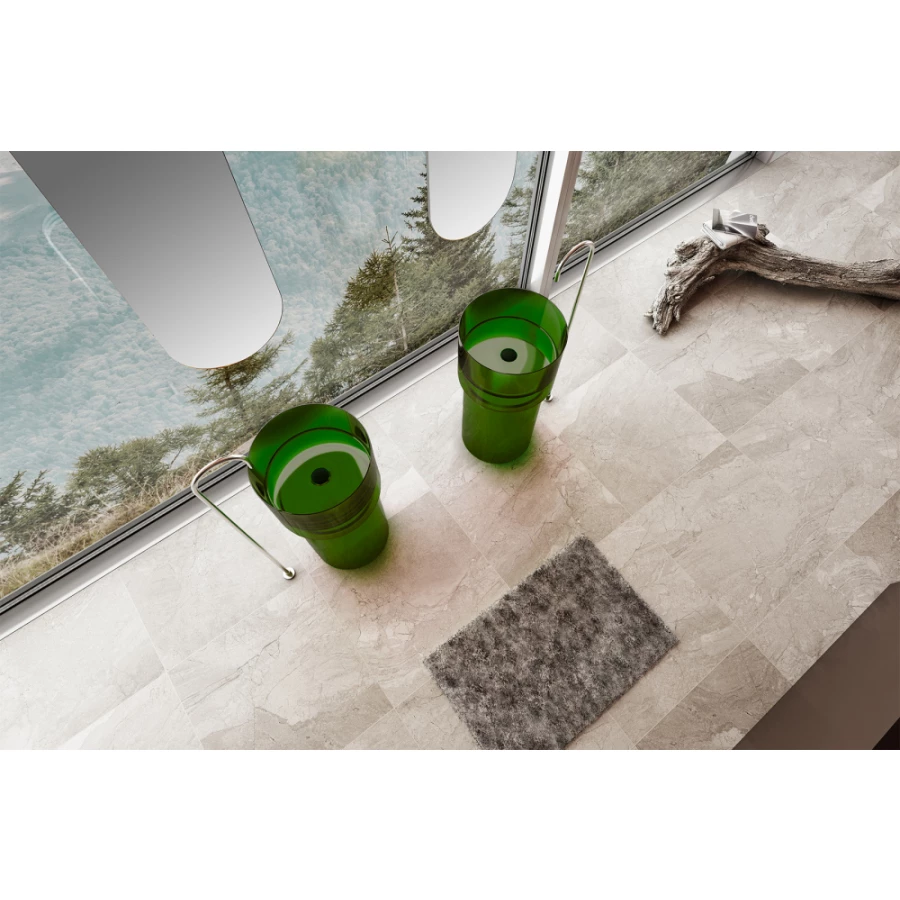 Раковина отдельностоящая прозрачная Abber Kristall зеленая AT2701Emerald