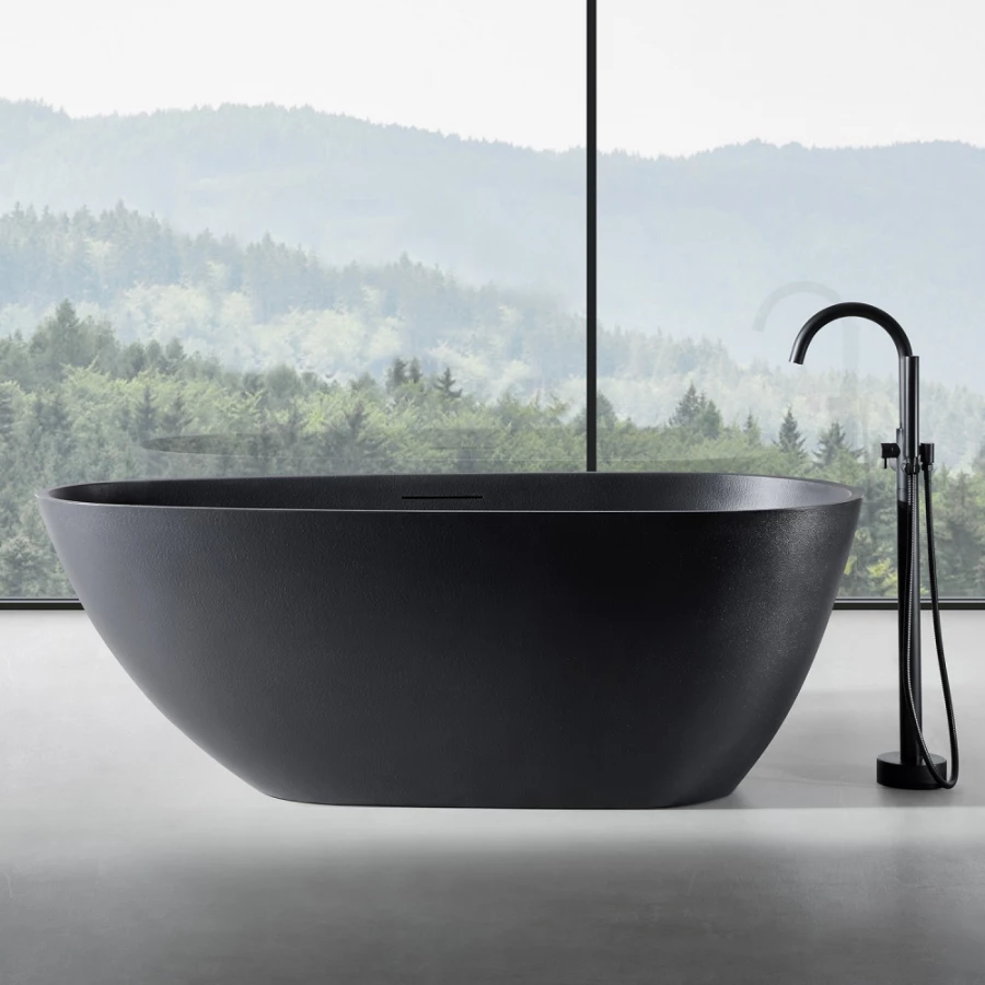 Ванна из искусственого камня Abber Dortmund черная AM9911B 170х75 см