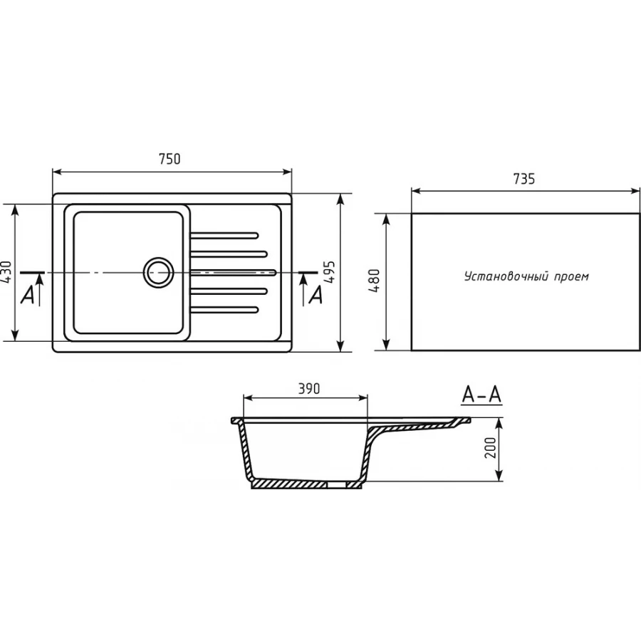 Мойка из искусственного мрамора MixLine ML-GM19 молоко 49,5x75 см