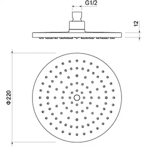 Круглый верхний душ Aquatek матовый черный AQ2086MB 220*12 мм