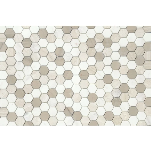 Мозаика из натурального камня LeeDo Ceramica Pietra Mix 3 MAT hex серо-белый микс 28,5x30,5 см