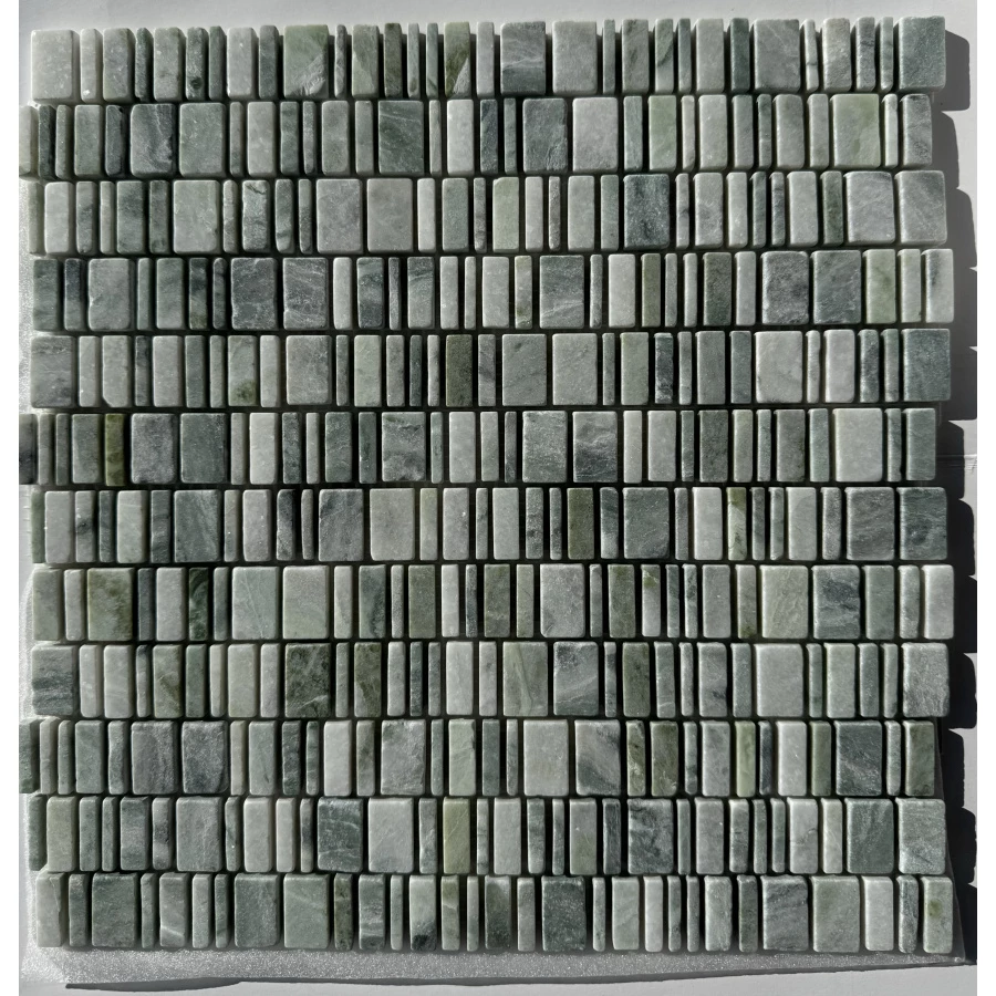 Мозаика Pixel mosaic Мрамор Jet Green чип произвольный сетка Матовая Pix 316 31х30,7 см