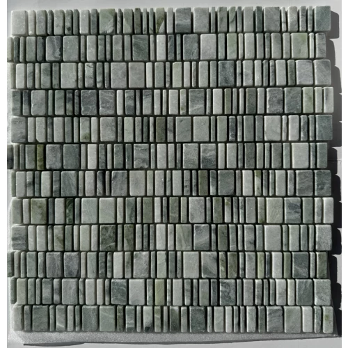 Мозаика Pixel mosaic Мрамор Jet Green чип произвольный сетка Матовая Pix 316 31х30,7 см