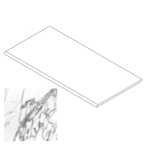 Ступень Gresse Ellora с завальцовкой мрамор белый матовая GRS01-15 120х29,5 см
