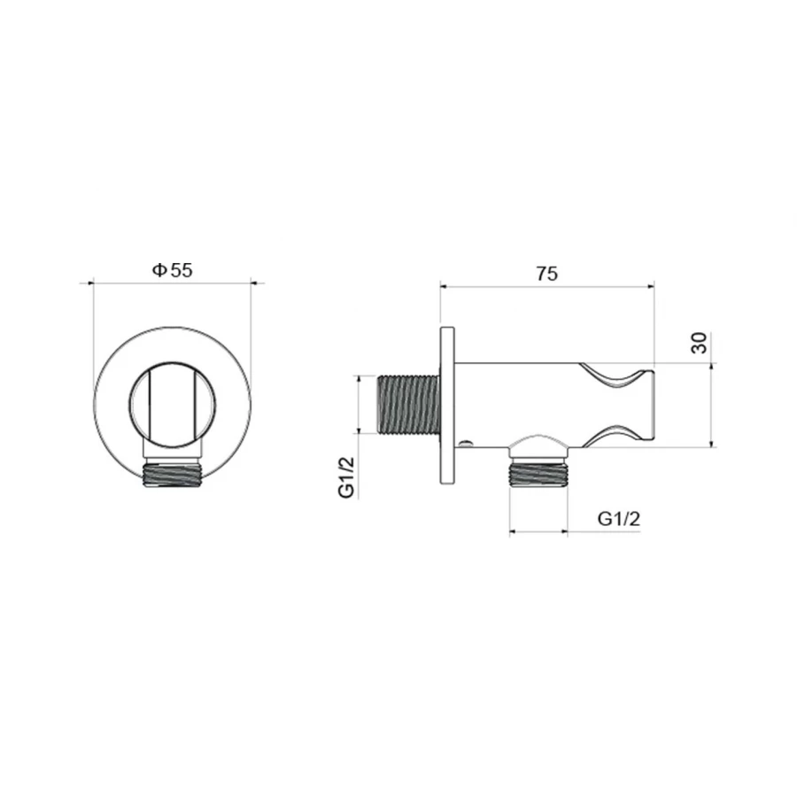 Шланговое подсоединение Aquatek с держателем матовый черный AQ2460MB