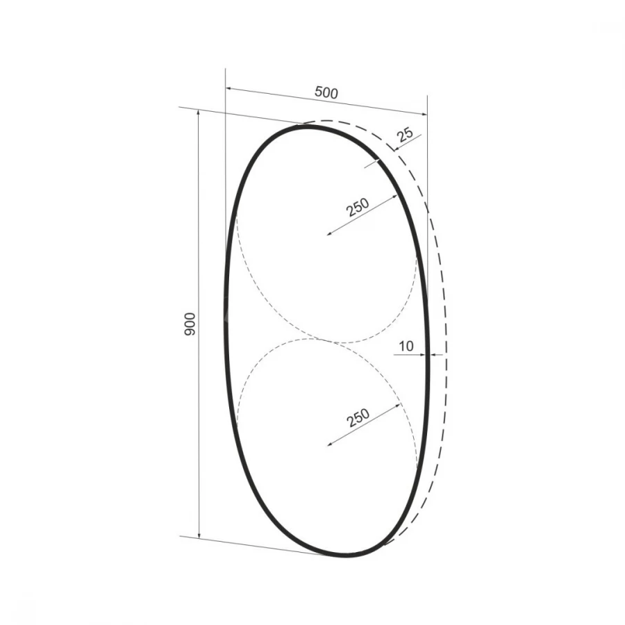Зеркало Wellsee LED-подсветка фоновая интерьерная форма овальная 172201520-172201530 50х90 см