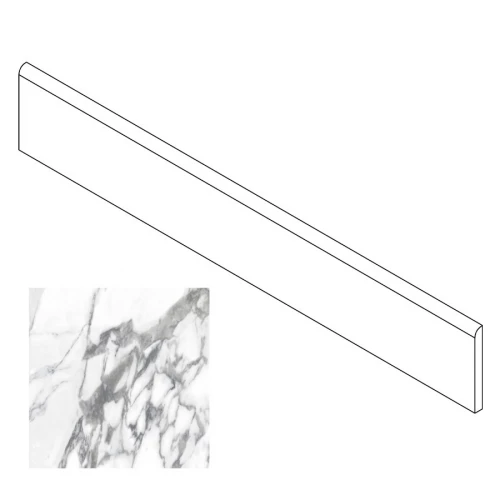 Плинтус Gresse Ellora с завальцовкой мрамор белый матовый GRS01-15 120х9,5 см