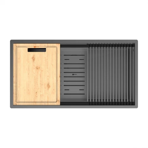 Кухонная мойка Lemark Tabaga 820 прямоугольная из нержавеющей стали с аксессуарами в комплекте графит 9936135