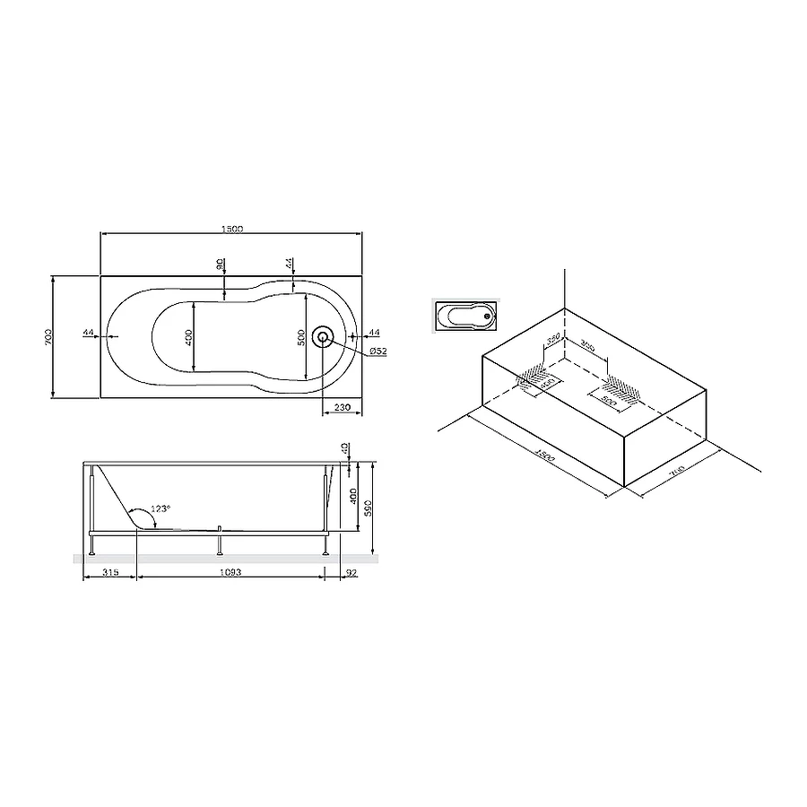 Ванна акриловая Am Pm X-Joy W88A-150-070W-A 150х70 см