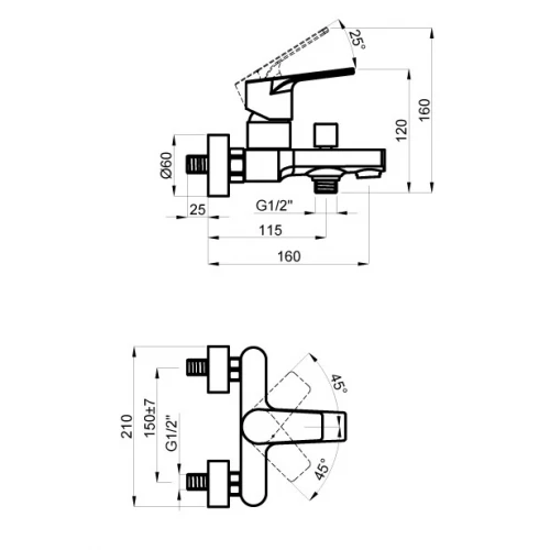 Смеситель для ванны Azario Treya с коротким изливом белый AZ-156805126