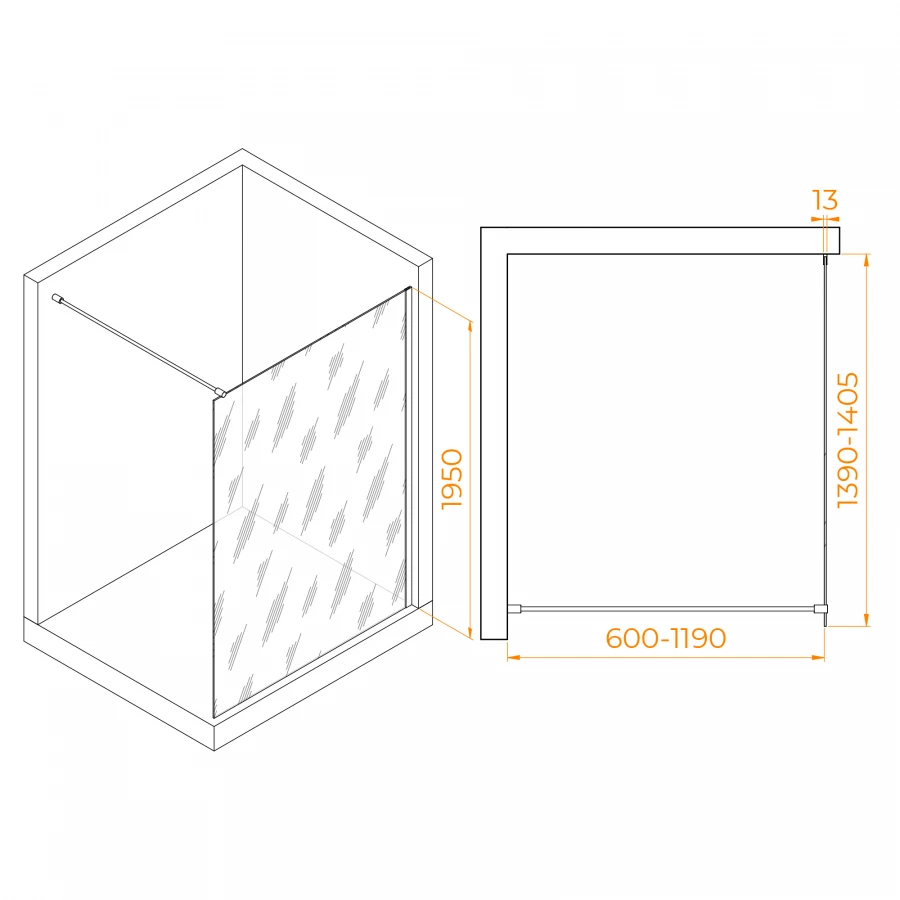 Душевая перегородка RGW WA-010B Матовое-Сатинат 351001014-24 140 см