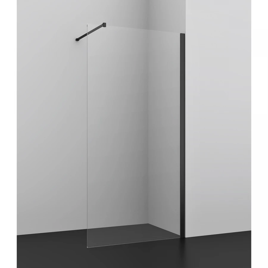 Душевое ограждение Azario Felton walk-in прозрачное cтекло 8 мм с покрытием easy clean черный матовый профиль AZ-151S 90 90х200 см