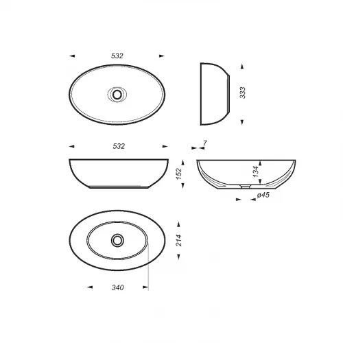Раковина накладная Sanita Luxe Ringo Slim RNGSLWB01S