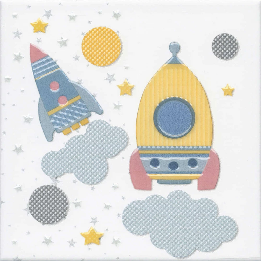 Декор Kerama Marazzi Бон Вояж Ракета полуматовый голубой VT/A373/5009 20x20 см