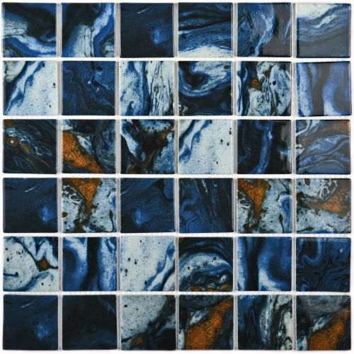 Мозаика Bonaparte Стеклянная мозаика Amuletto Art 48х48 глянцевая синяя 30х30 см