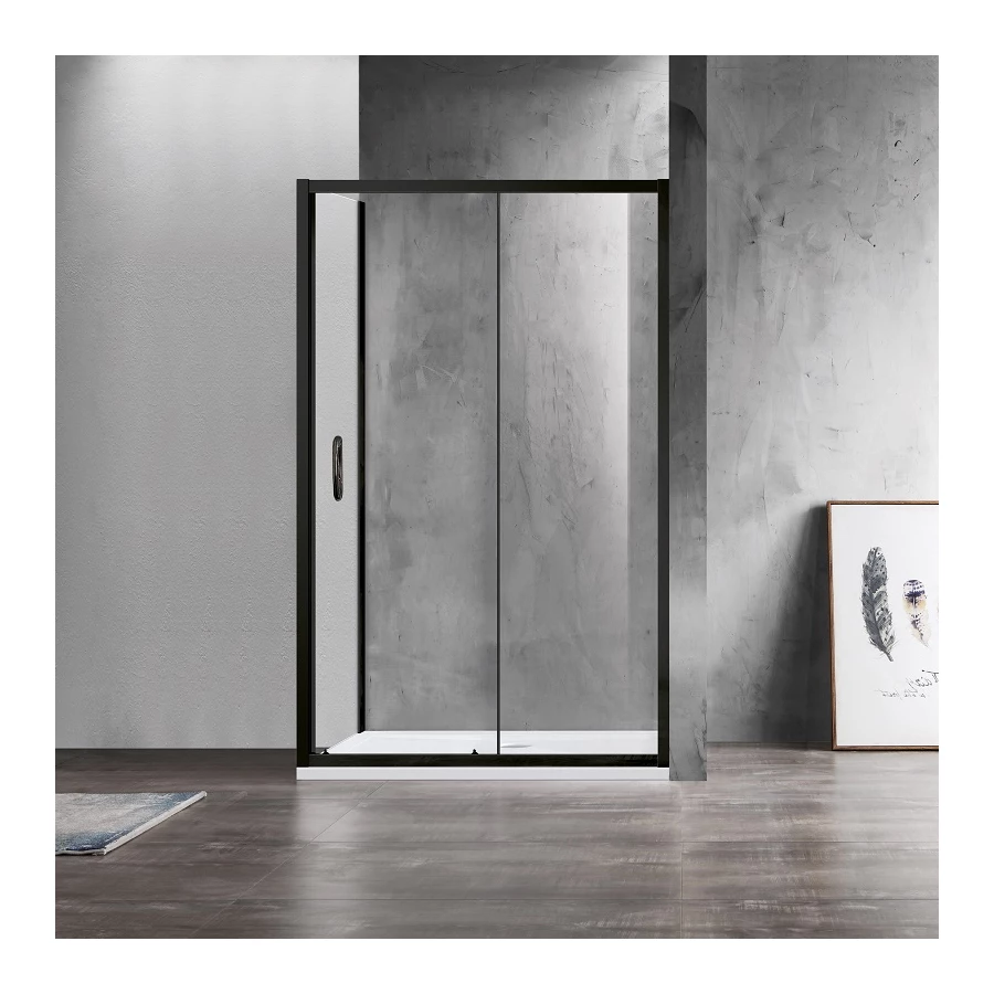 Душевое ограждение Azario Milton без поддона прозрачное стекло 6 мм открывание направо цвет профиля черный AZ-ND1131-R 1200 black 120х80х200 см